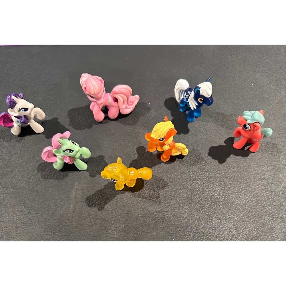Hasbro My Little Pony Mini Figures Lot of 7 Translucent Glitter Rarity Pinkie